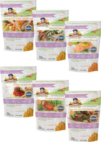 Bambinos Baby Food Frozen Star Shaped Meals - All Protein Variety Pack 6 Packages 24 Meals