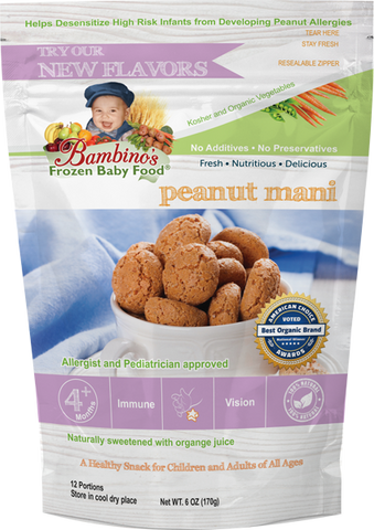 Bambinos Baby Food Frozen Star Shaped Meals - Peanut Mani peanut allergy prevention allergic reaction wean off leap study