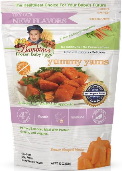 Bambino's Frozen Baby Food Yummy Yams Frozen Shaped Meals