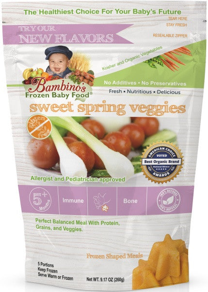 Bambinos Baby Food Frozen Star Shaped Meals - Sweet Spring Veggies best organic alaskan vegetables pure and healthy baby food