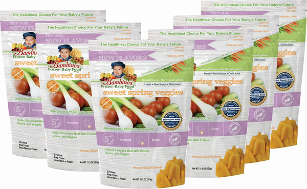 Bambinos Baby Food Frozen Star Shaped Meals - Sweet Spring Veggies best organic alaskan vegetables pure and healthy baby food six 6 pack what is in the package