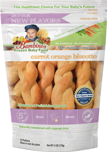 Carrot Orange Biscotto, Healthy delicious organic Baby cookies. Best natural teething and soother. Bambinos Baby Food National delivery service and subscription service. Best Organic fresh baby food   