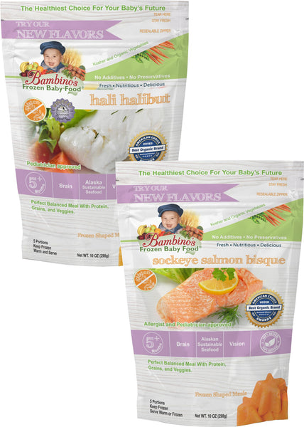 Best Salmon Baby food omega rich Bambinos Baby Food Frozen Star Shaped Meals - Omega Pack 6 Packages 24 Meals