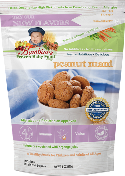 Bambinos Baby Food Frozen Star Shaped Meals - Peanut Mani peanut allergy prevention allergic reaction wean off leap study